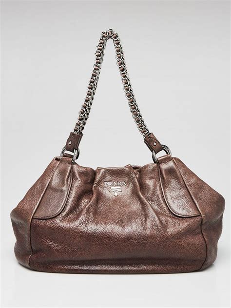 Prada Cervo Lux Leather Chain Shoulder Bag 